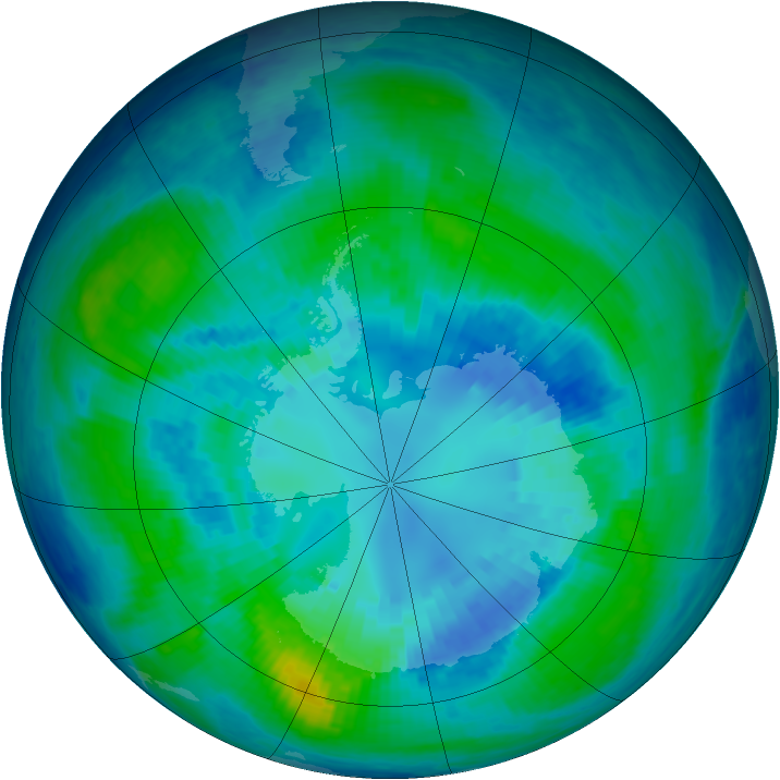 Antarctic ozone map for 09 April 2004